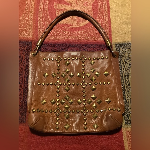 “Michael Kors” Brown Leather with brass studs - Picture 1 of 6